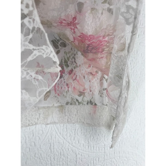 Brittany Black Top Size XL Handkerchief Hem Floral Lace Lined Multicolor - Picture 2 of 9